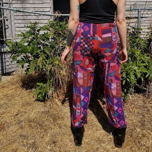 Vintage 90's Funky Print Pants-- Size S - Picture 3 of 3